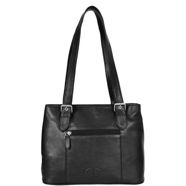house of leather Womens Leather Tote Cross Body Shoulder Bag Everyday Handbag Black Ariana