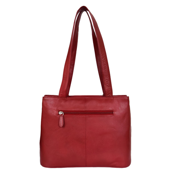 House Of Leather Womens Leather Tote Cross Body Shoulder Bag Everyday Handbag Red Ariana