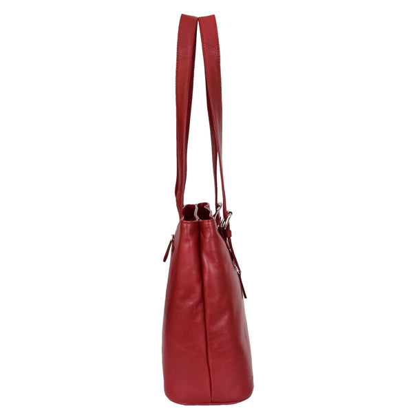 House Of Leather Womens Leather Tote Cross Body Shoulder Bag Everyday Handbag Red Ariana