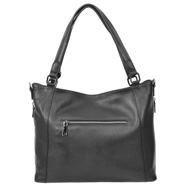 House Of Leather Womens Leather Tote Shoulder Handbag Evelyn Black