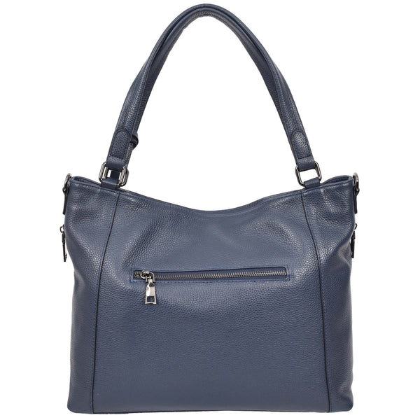 House Of Leather Womens Leather Tote Shoulder Handbag Evelyn Blue