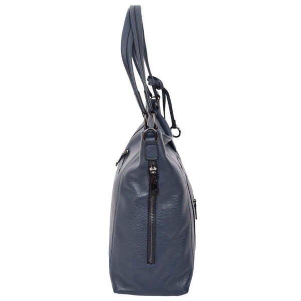 House Of Leather Womens Leather Tote Shoulder Handbag Evelyn Blue