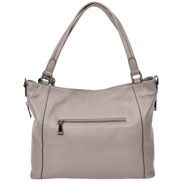 House Of Leather Womens Leather Tote Shoulder Handbag Evelyn Grey
