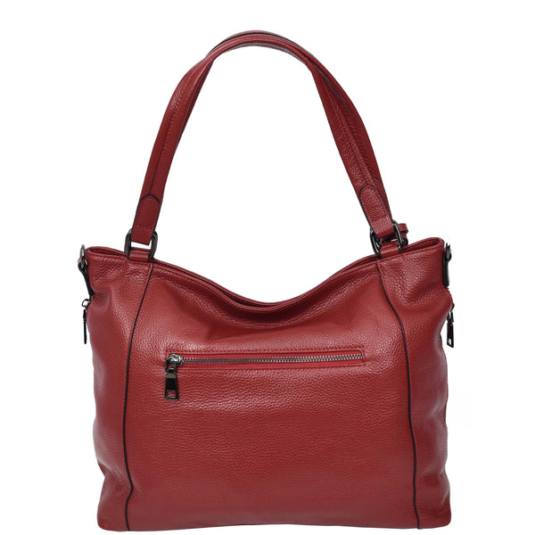 House Of Leather Womens Leather Tote Shoulder Handbag Evelyn Red