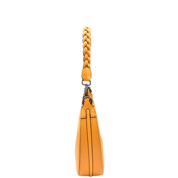 House Of Leather Womens Leather Twist Handle Strap Zip Cross Body Bag Sarah Yellow