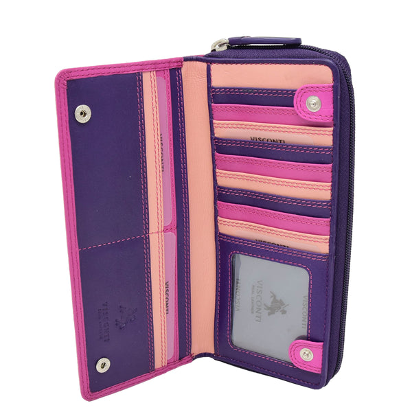 House Of Leather Womens Multi Colour Large Leather Purse Calgary Berry