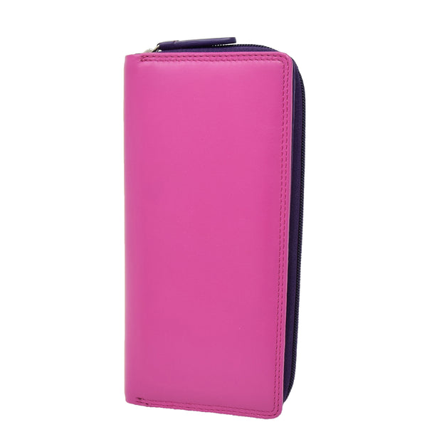 house of leather Womens Multi Colour Large Leather Purse Calgary Berry