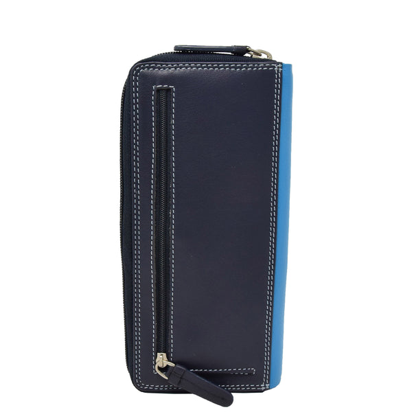 House Of Leather Womens Multi Colour Large Leather Purse Calgary Blue