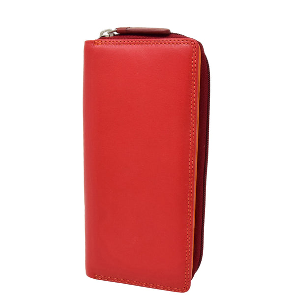 house of leather Womens Multi Colour Large Leather Purse Calgary Red