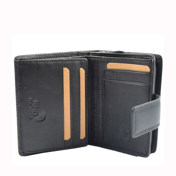 House Of Leather Womens Purse Real Soft Premium Leather Bi Fold HOL1132 Black