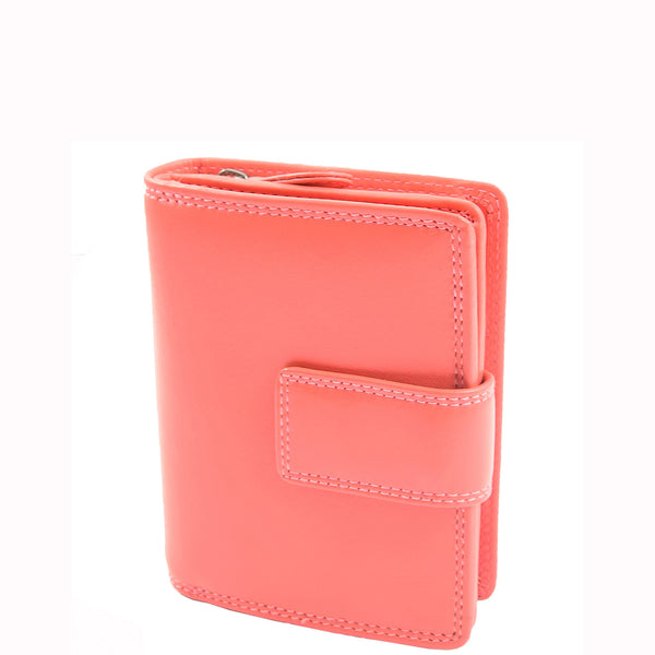 House Of Leather Womens Purse Real Soft Premium Leather Bi Fold HOL1132 Dirty Rose