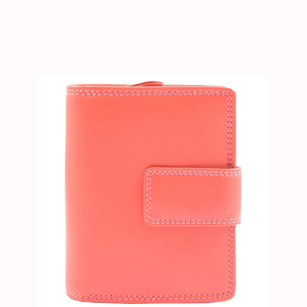 house of leather Womens Purse Real Soft Premium Leather Bi Fold HOL1132 Dirty Rose