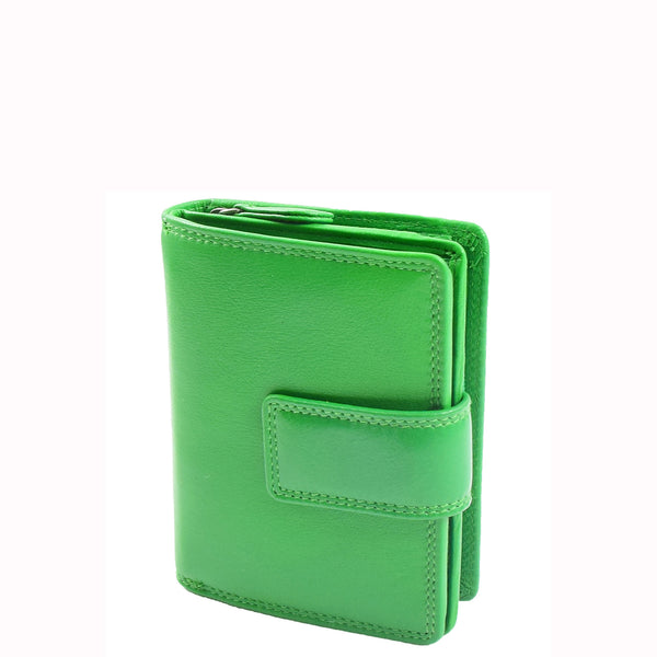 House Of Leather Womens Purse Real Soft Premium Leather Bi Fold HOL1132 Garden Green