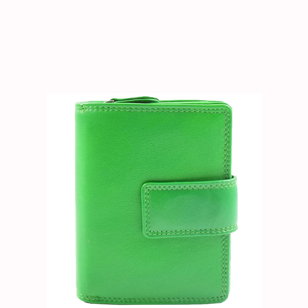 house of leather Womens Purse Real Soft Premium Leather Bi Fold HOL1132 Garden Green