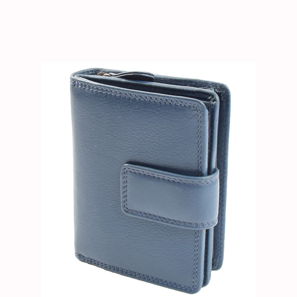 House Of Leather Womens Purse Real Soft Premium Leather Bi Fold HOL1132 Navy