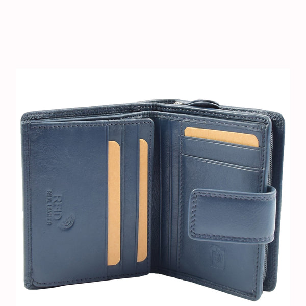 House Of Leather Womens Purse Real Soft Premium Leather Bi Fold HOL1132 Navy