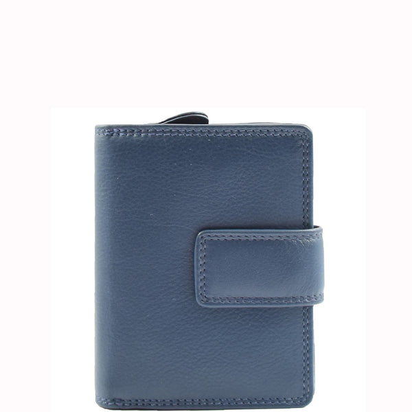 house of leather Womens Purse Real Soft Premium Leather Bi Fold HOL1132 Navy