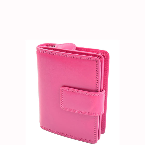 House Of Leather Womens Purse Real Soft Premium Leather Bi Fold HOL1132 Cerise