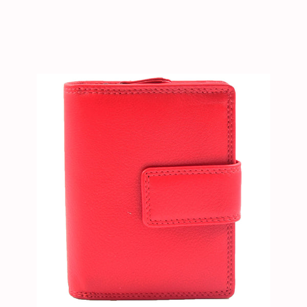 house of leather Womens Purse Real Soft Premium Leather Bi Fold HOL1132 Red