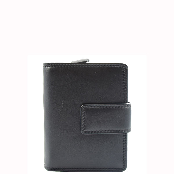 house of leather Womens Purse Real Soft Premium Leather Bi Fold HOL1132 Black