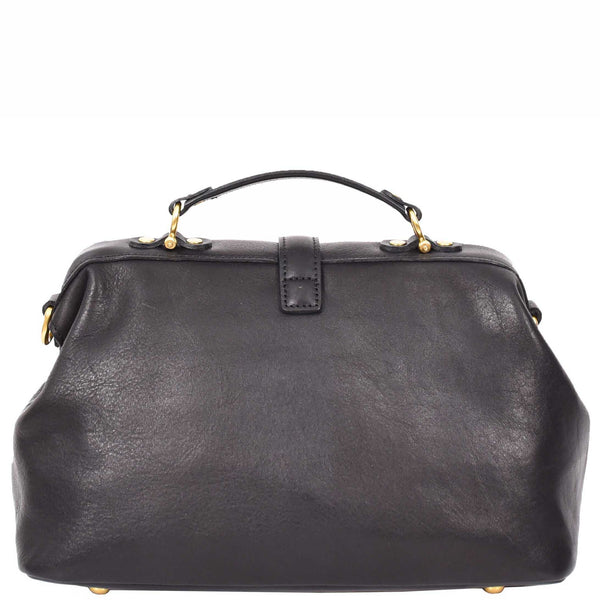 House Of Leather Womens Real Leather Bag Doctor Handbag HOL848 Black