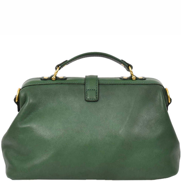 House Of Leather Womens Real Leather Bag Doctor Handbag HOL848 Green