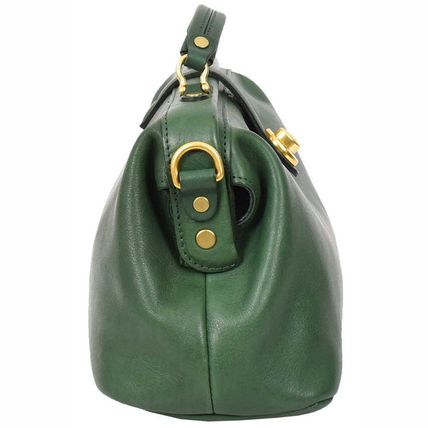House Of Leather Womens Real Leather Bag Doctor Handbag HOL848 Green
