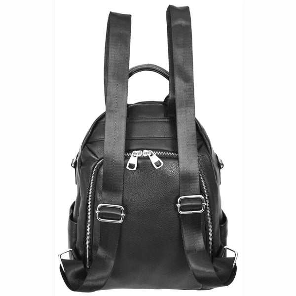 House Of Leather Womens Real Leather Casual Backpack Eliza Black