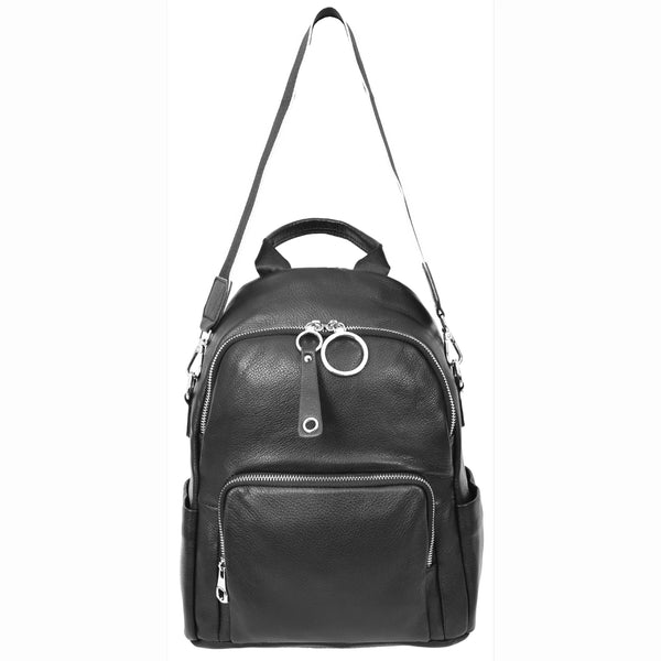 House Of Leather Womens Real Leather Casual Backpack Eliza Black