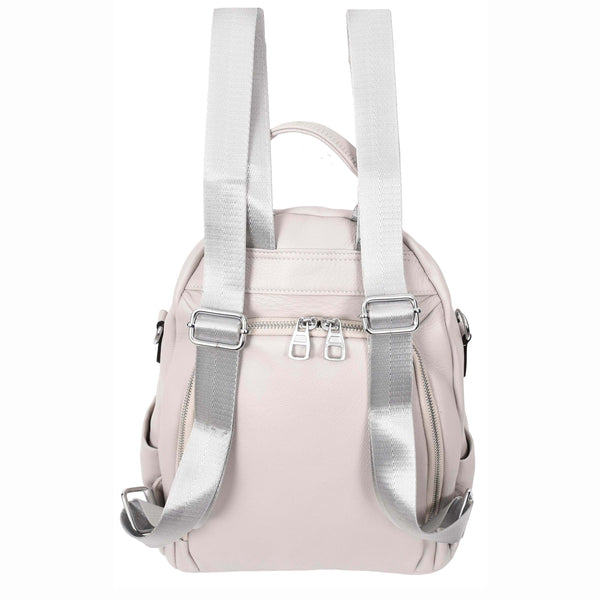 House Of Leather Womens Real Leather Casual Backpack Eliza Grey