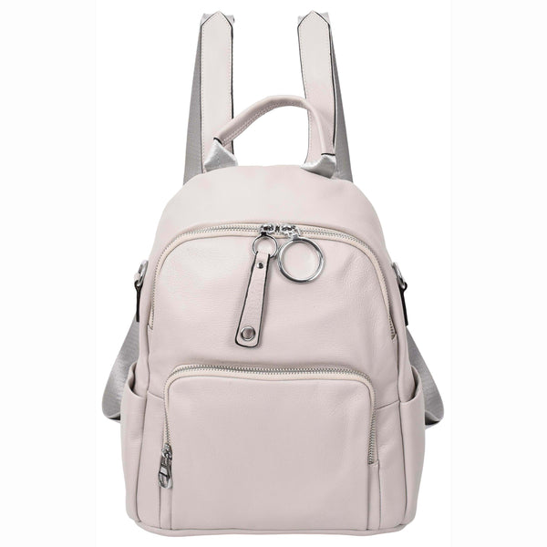 House Of Leather Womens Real Leather Casual Backpack Eliza Grey