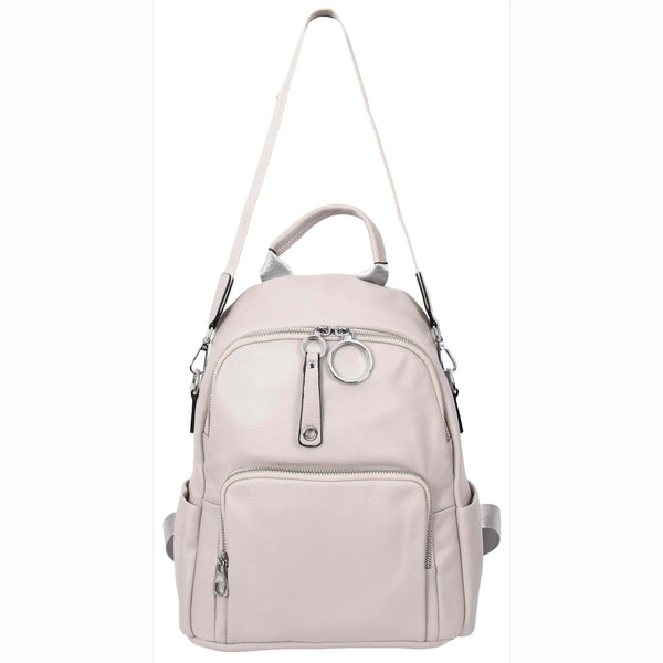 House Of Leather Womens Real Leather Casual Backpack Eliza Grey