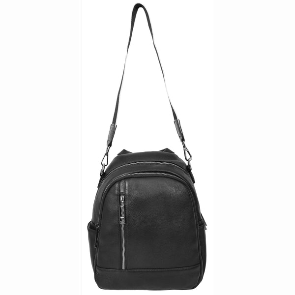 House Of Leather Womens Real Leather Casual Backpack Victoria Black