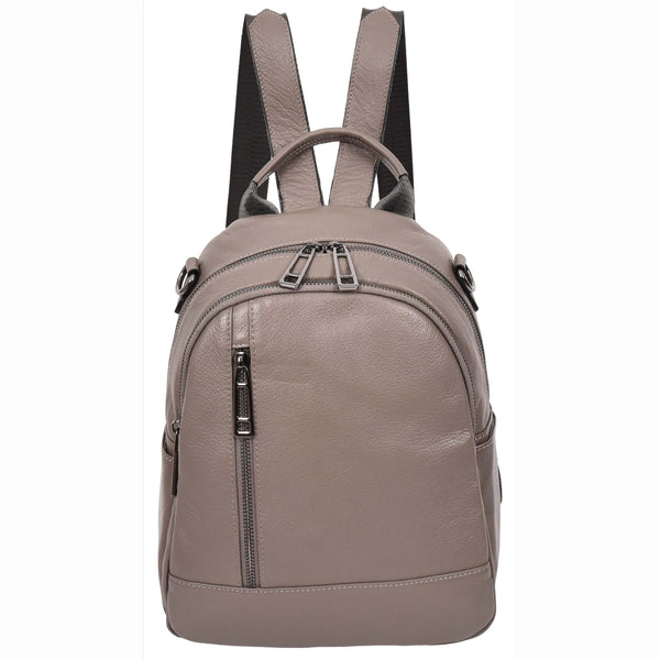 House Of Leather Womens Real Leather Casual Backpack Victoria Grey