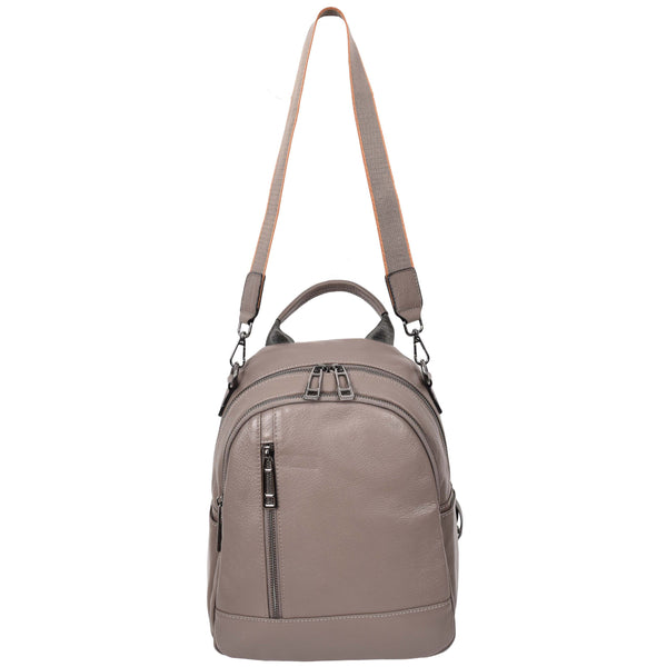 House Of Leather Womens Real Leather Casual Backpack Victoria Grey