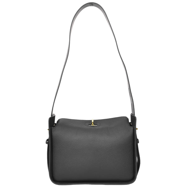House Of Leather Womens Real Leather Classic Shoulder Bag Penelope Black