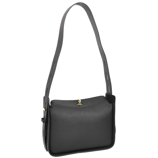 House Of Leather Womens Real Leather Classic Shoulder Bag Penelope Black