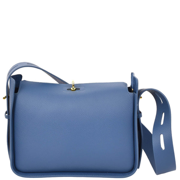 house of leather Womens Real Leather Classic Shoulder Bag Penelope Blue