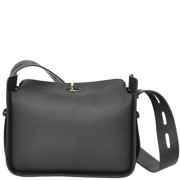 house of leather Womens Real Leather Classic Shoulder Bag Penelope Black