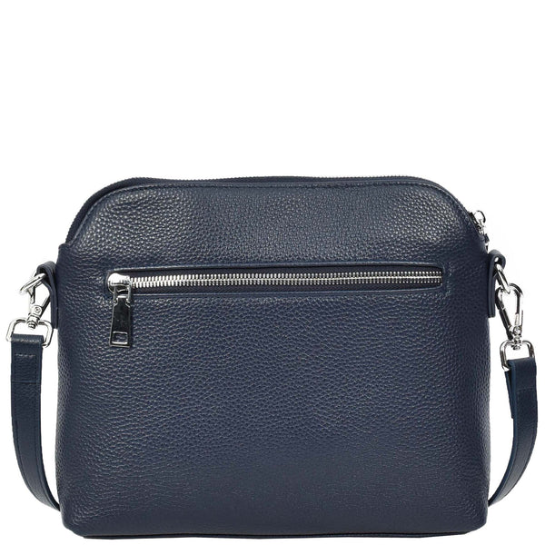 House Of Leather Womens Real Leather Cross Body Bag Classic Sling Style Skye Navy