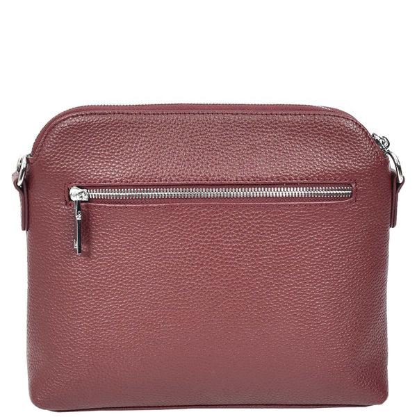 House Of Leather Womens Real Leather Cross Body Bag Classic Sling Style Skye Burgundy