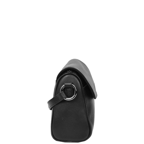 House Of Leather Womens Real Leather Cross Body Bag Small Organiser Classic Style Colette Black