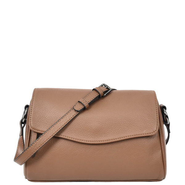 house of leather Womens Real Leather Cross Body Bag Small Organiser Classic Style Colette Brown