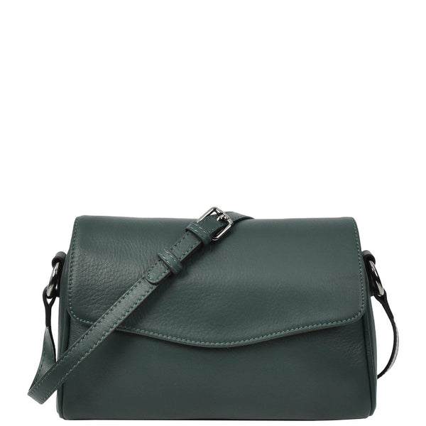 house of leather Womens Real Leather Cross Body Bag Small Organiser Classic Style Colette Green