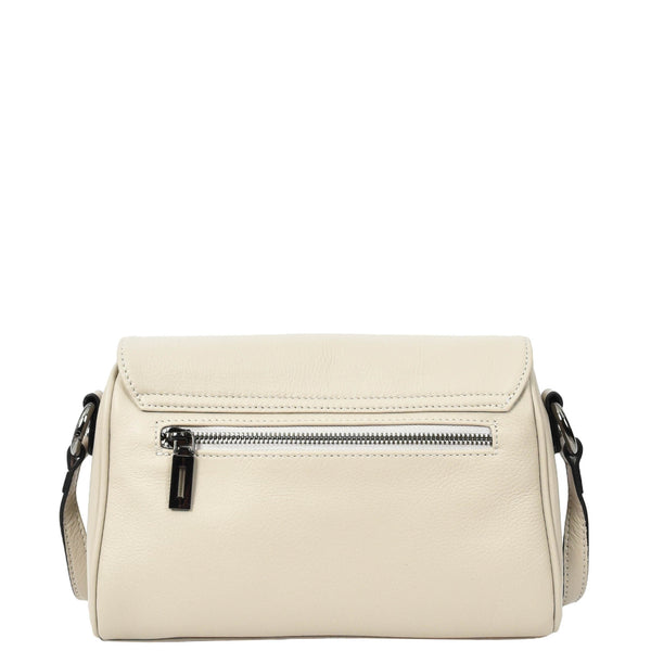 House Of Leather Womens Real Leather Cross Body Bag Small Organiser Classic Style Colette Off White