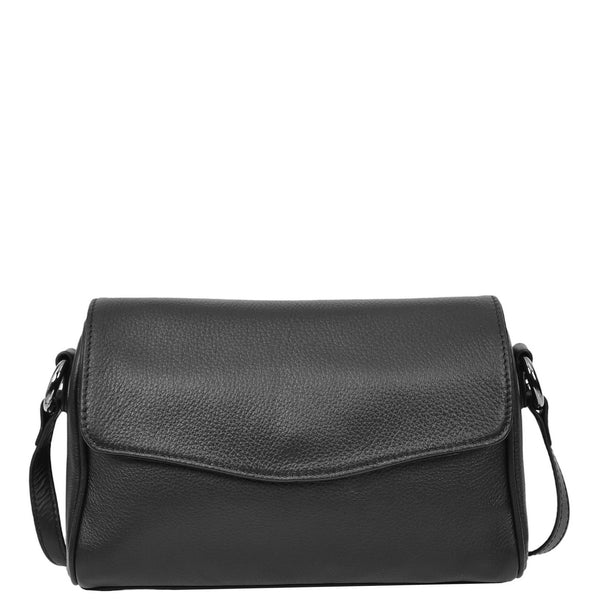 House Of Leather Womens Real Leather Cross Body Bag Small Organiser Classic Style Colette Black