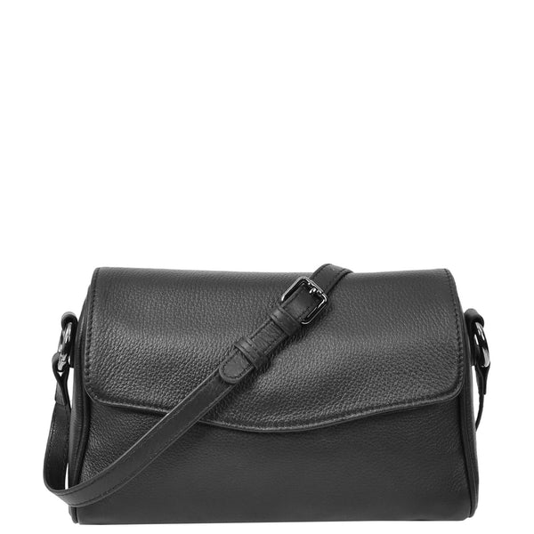 house of leather Womens Real Leather Cross Body Bag Small Organiser Classic Style Colette Black