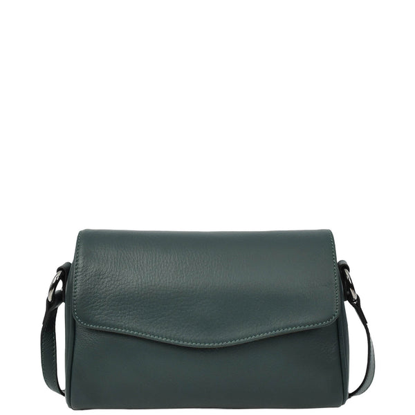 House Of Leather Womens Real Leather Cross Body Bag Small Organiser Classic Style Colette Green