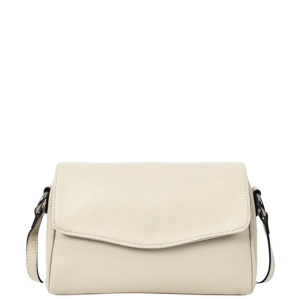 House Of Leather Womens Real Leather Cross Body Bag Small Organiser Classic Style Colette Off White