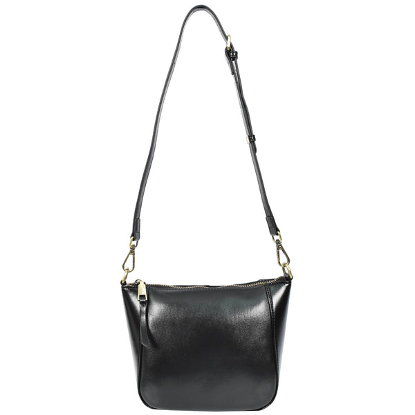 House Of Leather Womens Real Leather Cross Body Bag Small Size Sling Pouch Catherine Black
